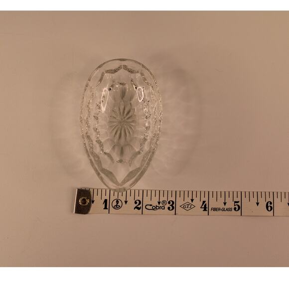 VTG Clear Lead Crystal Egg Oval Trinket Dresser Jewelry Candy Ring Box - Picture 5 of 5